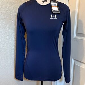 Under Armour UA HeatGear Navy Long Sleeve Compression Performance Top